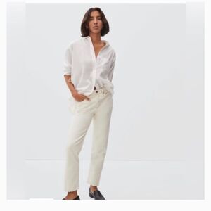 Everlane The Rigid Slouch Jean In Ecru Size 28 Button Fly Organic Cotton